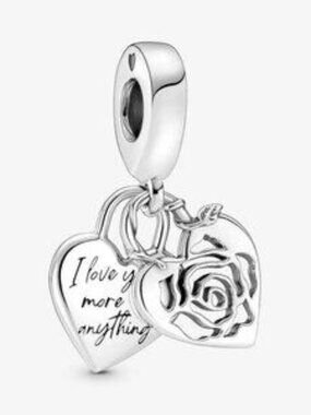 Pandora Rose Heart Padlock Dangle Charm